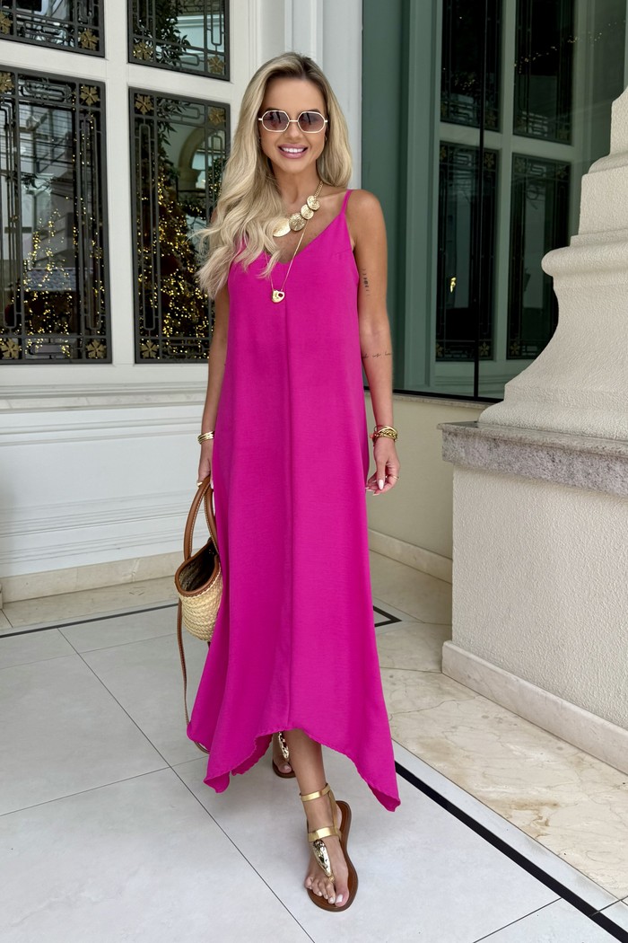 Vestido Midi Pontas Aura Pink