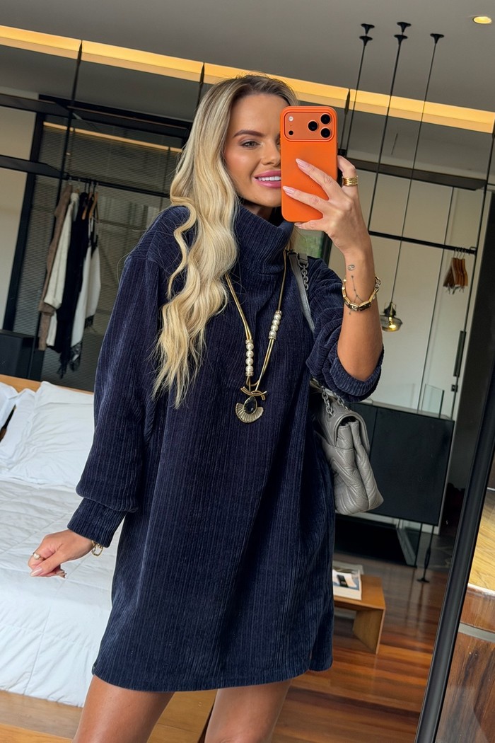 Vestido Ushuaia Tricot Azul Marinho