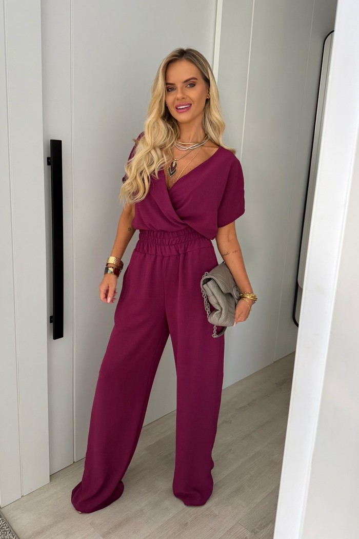 Macacão Manga Curta Luah Bordô