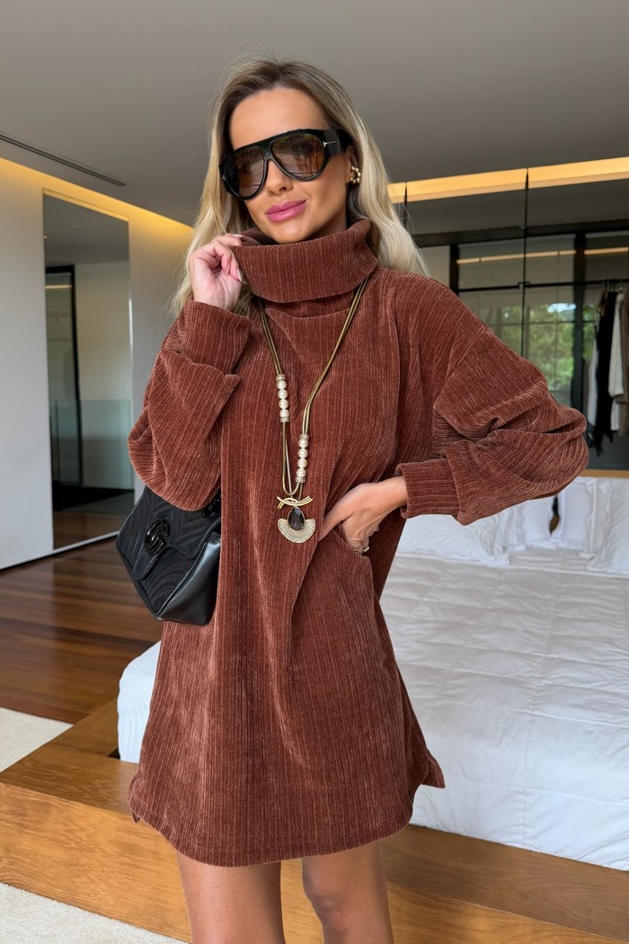 Vestido Ushuaia Tricot Marrom