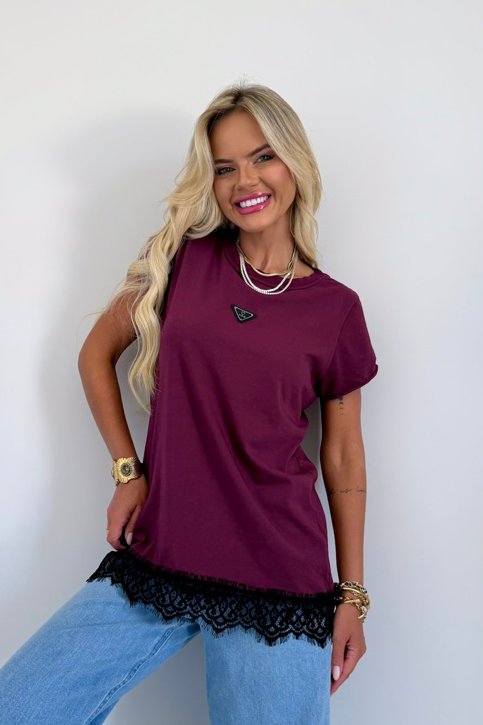 T-shirt Renda New Bordô