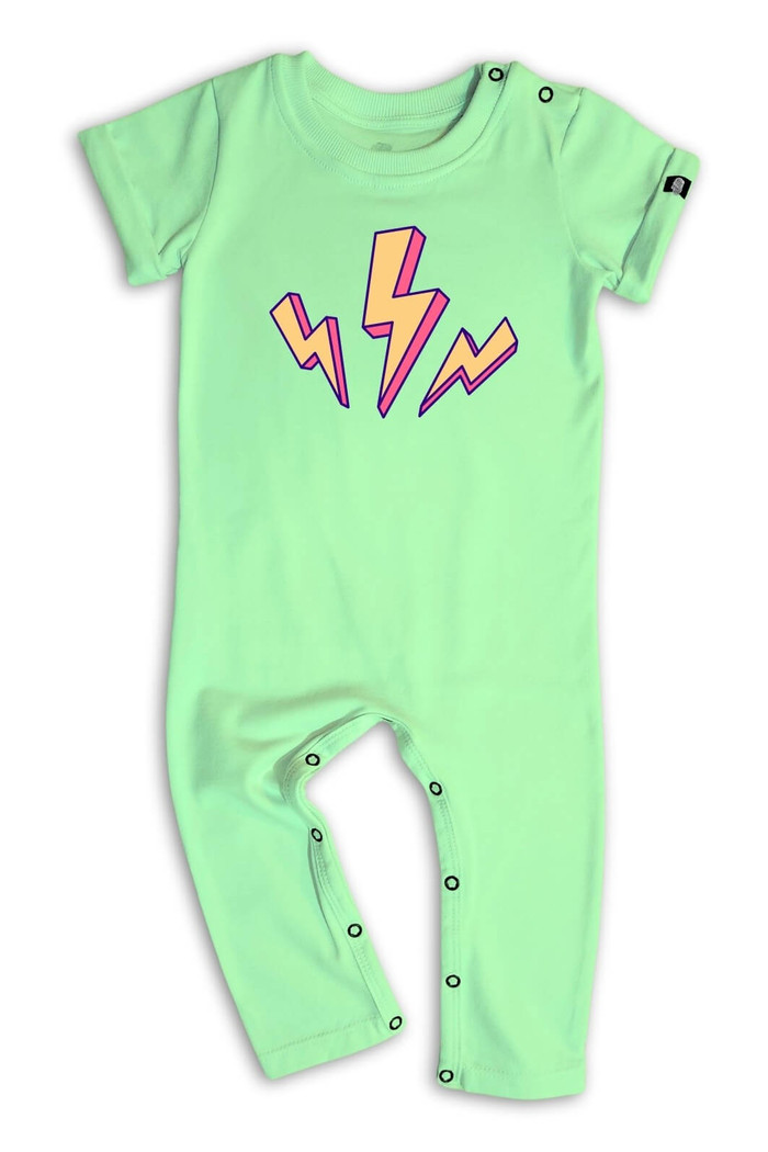 Macacão Bebê Longo Manga Curta Verde Claro Energy