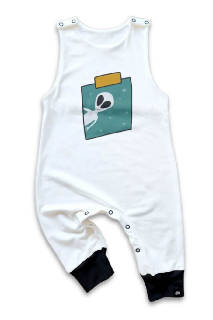 Macacão Bebê Regata Longo Off White Etezinho Divertido