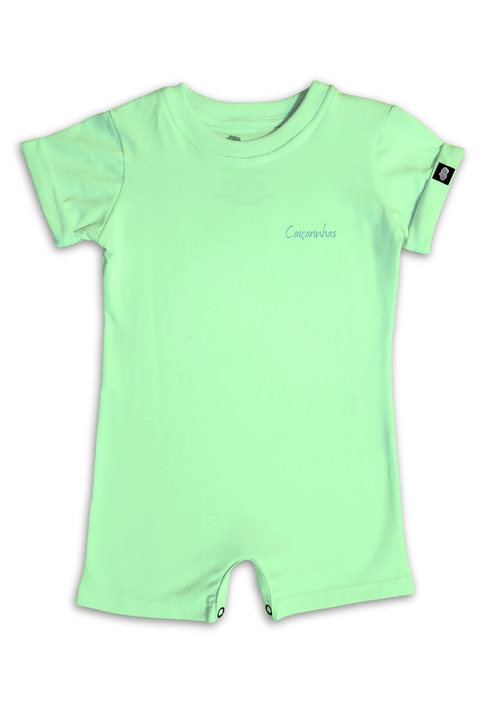 Macacão Bebê Curto Algodão Sustentável Verde Minimalista Caiçarinhas