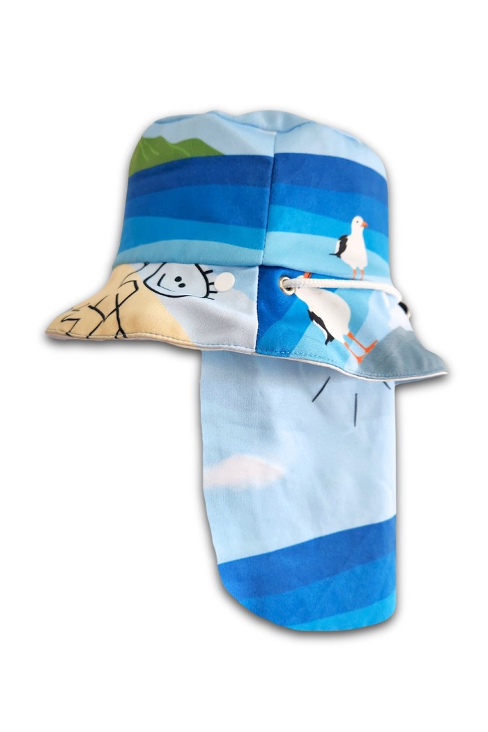 Chapéu infantil Proteção Solar UV 50+ Dupla Face Azul Vida Praiana