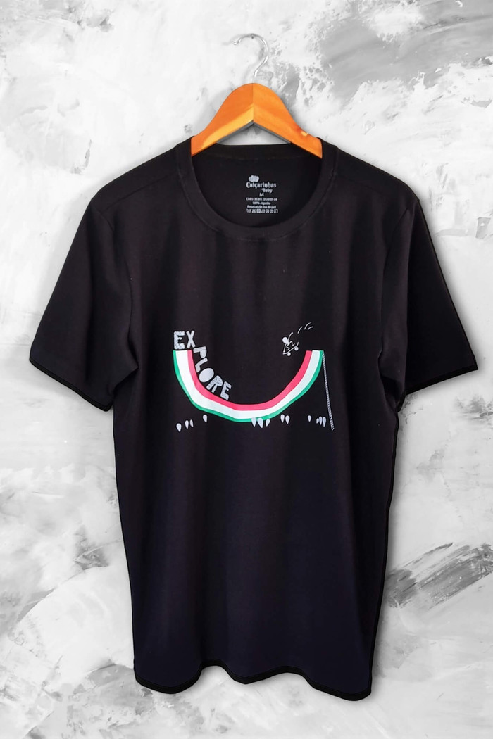 Camiseta Adulto Manga Curta Preto Explore