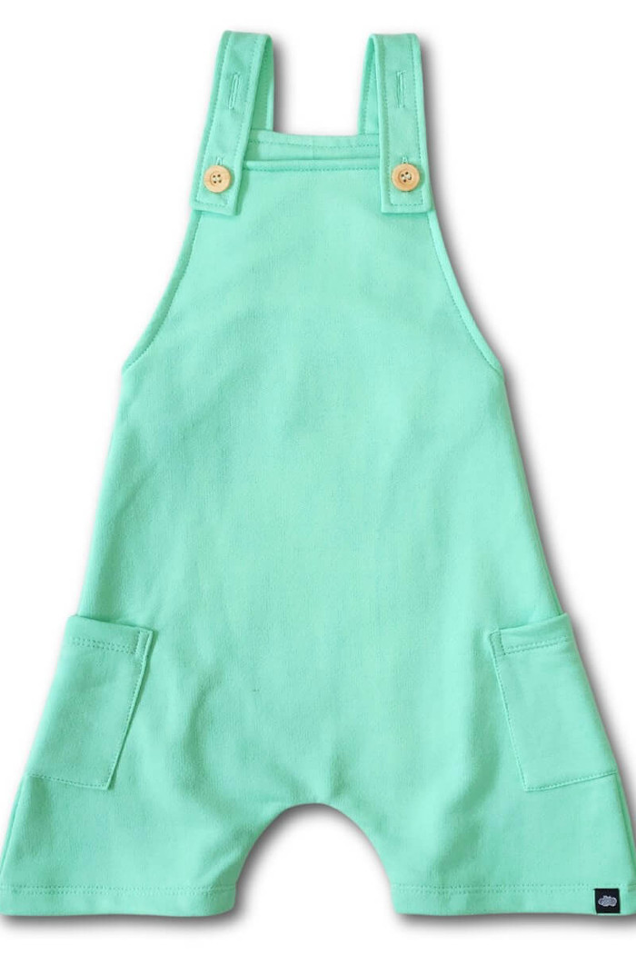 Jardineira Infantil Curta com alça ajustável Verde Água