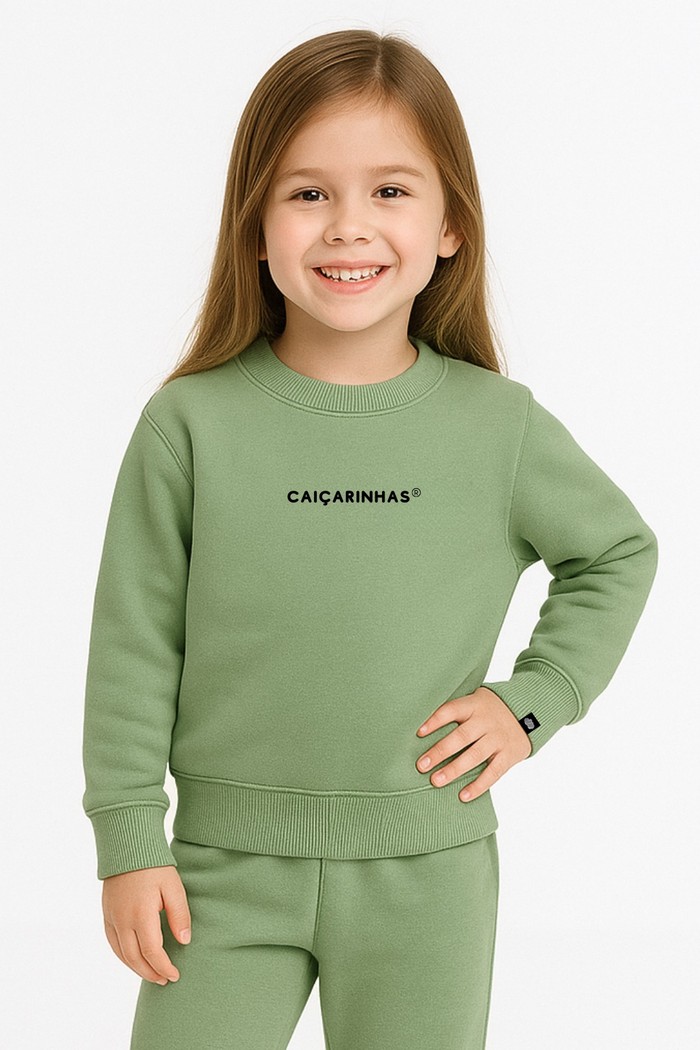 Blusão Infantil Felpado Verde Oliva Caiçarinhas ®
