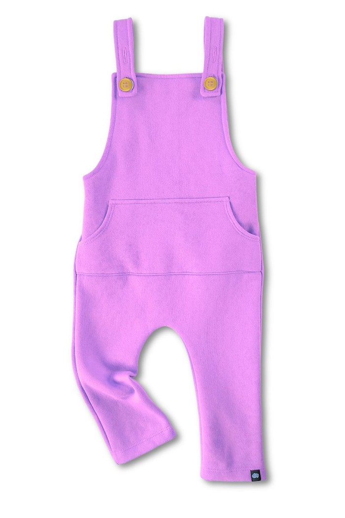 Jardineira Infantil Longa com Alça e Cintura Ajustável em Moletinho Lilás