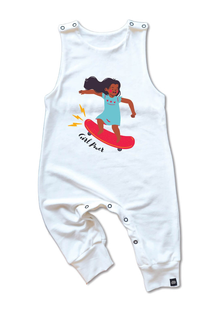 Macacão Bebê Regata Longo Off White Girl Power