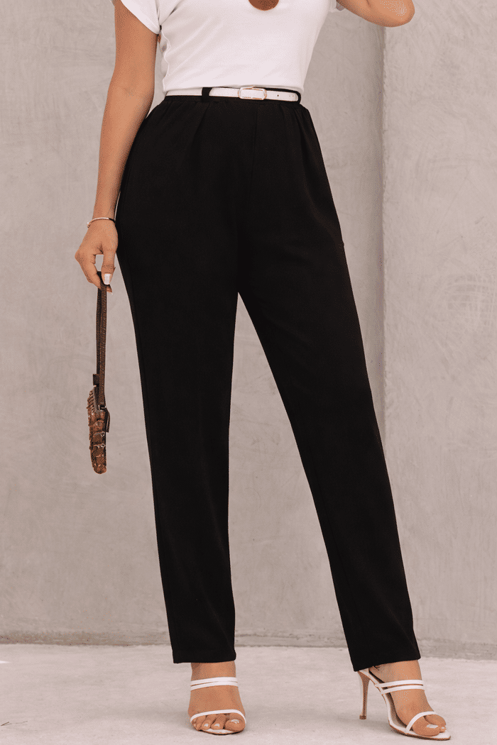 CALÇA VISCOSE C/CINTO - PRETA