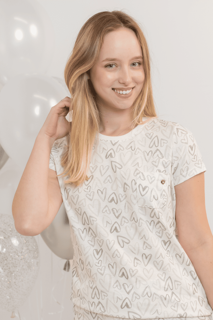 PIJAMA MEIA MANGA COM SHORTS EM MALHA ROTATIVA FEMININO 