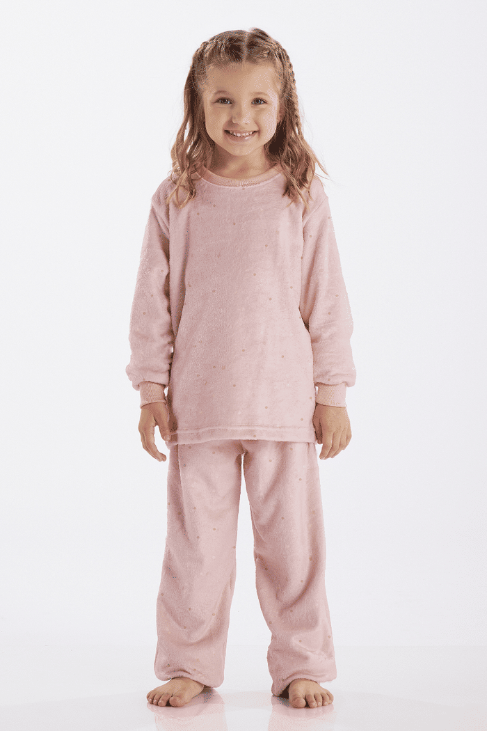 PIJAMA MANGA LONGA COM CALCA EM FLEECE ROTATIVO FEMININO 