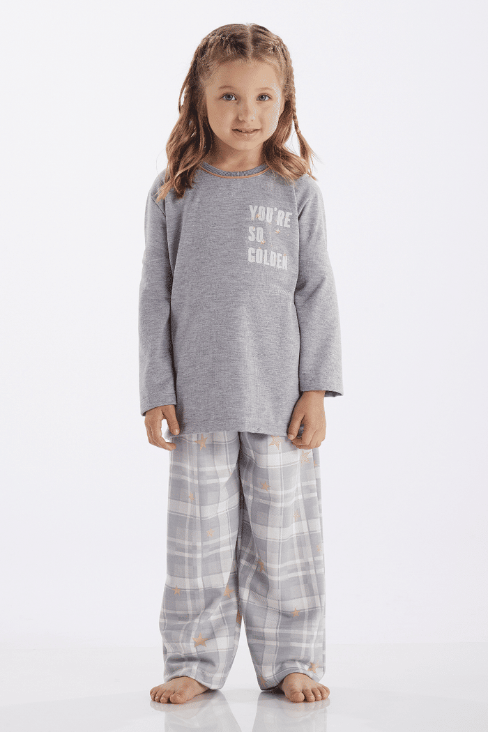 PIJAMA MANGA LONGA EM MOLETINHO COM CALCA EM MOLETINHO ROTATIVO FEMININO 