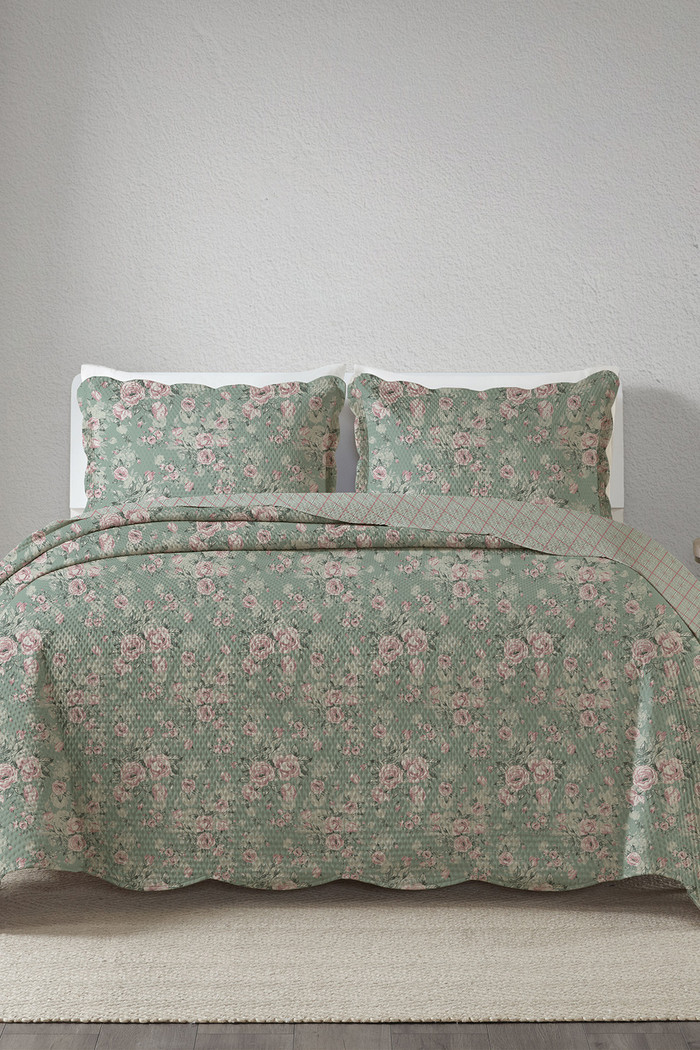 Kit Cobre Leito Colcha Queen 3 Peças Boutis Estampada Dupla Face -  Bella