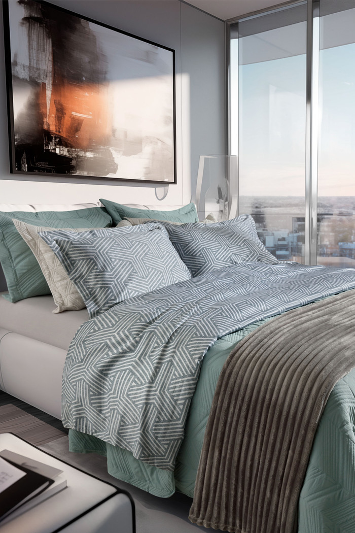 Jogo de Cama Solteiro Cetim 300 Fios 100% Algodão Stone