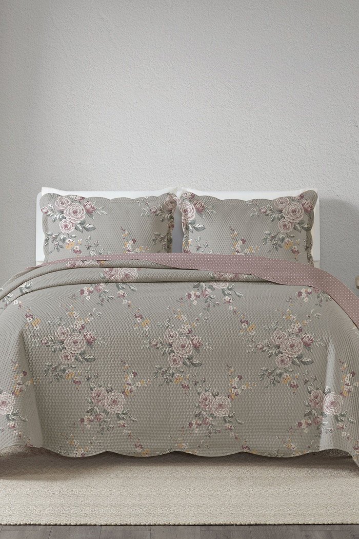 Kit Cobre Leito Colcha Queen 3 Peças Boutis Estampada Dupla Face -  Ivy