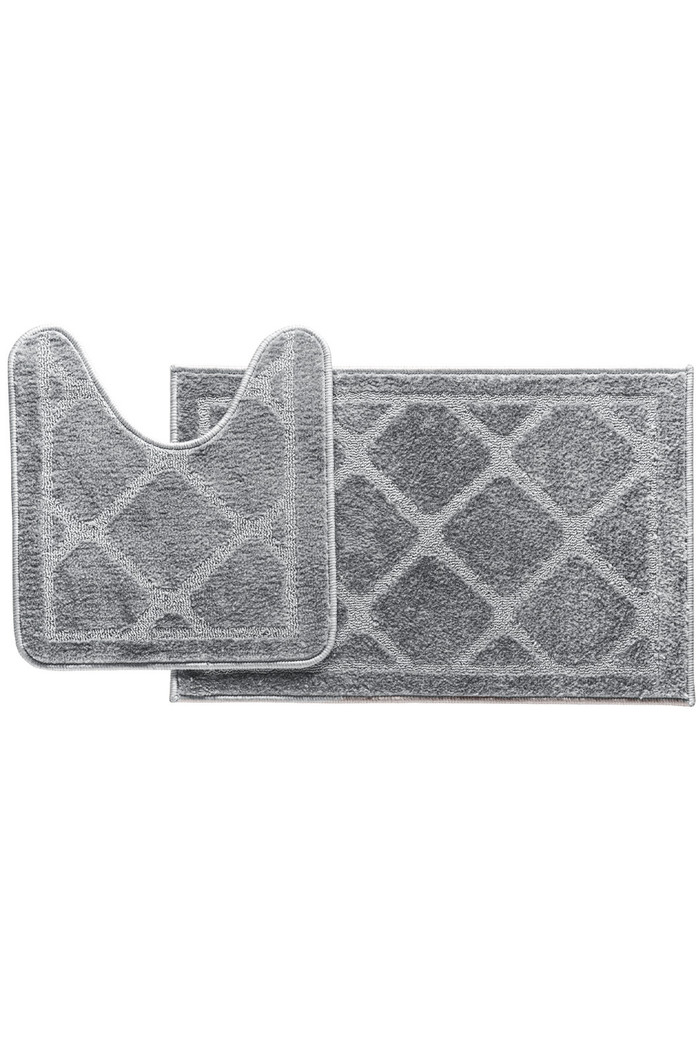 Jogo de Tapete 2 peças Banheiro Golden Microfibra Antiderrapante - Cinza