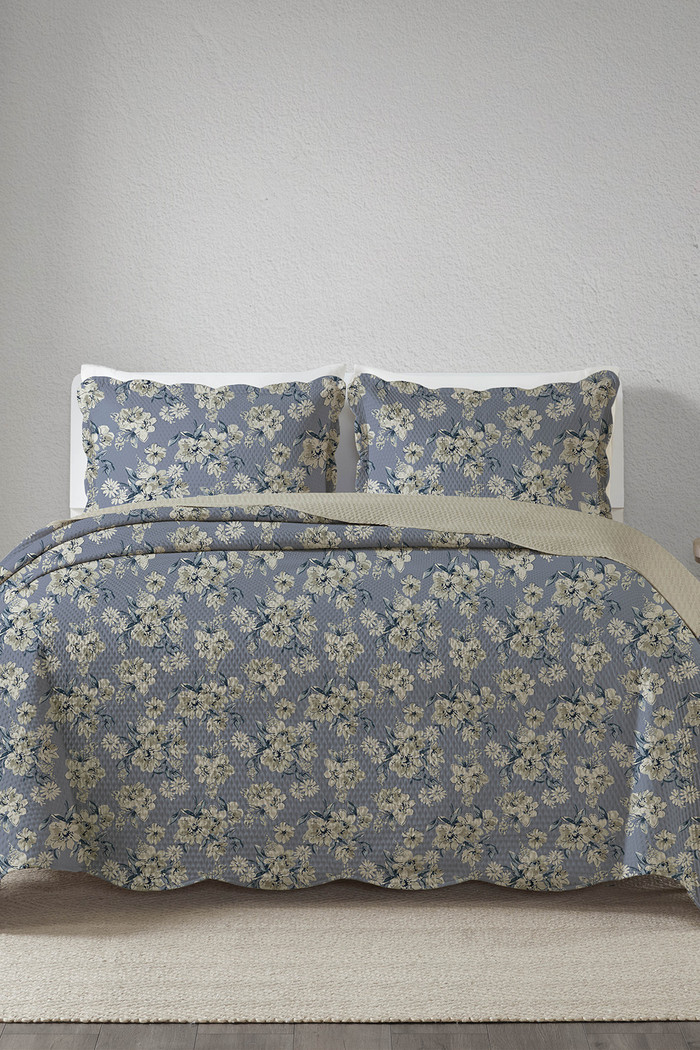 Kit Cobre Leito Colcha Queen 3 Peças Boutis Estampada Dupla Face -  Helga