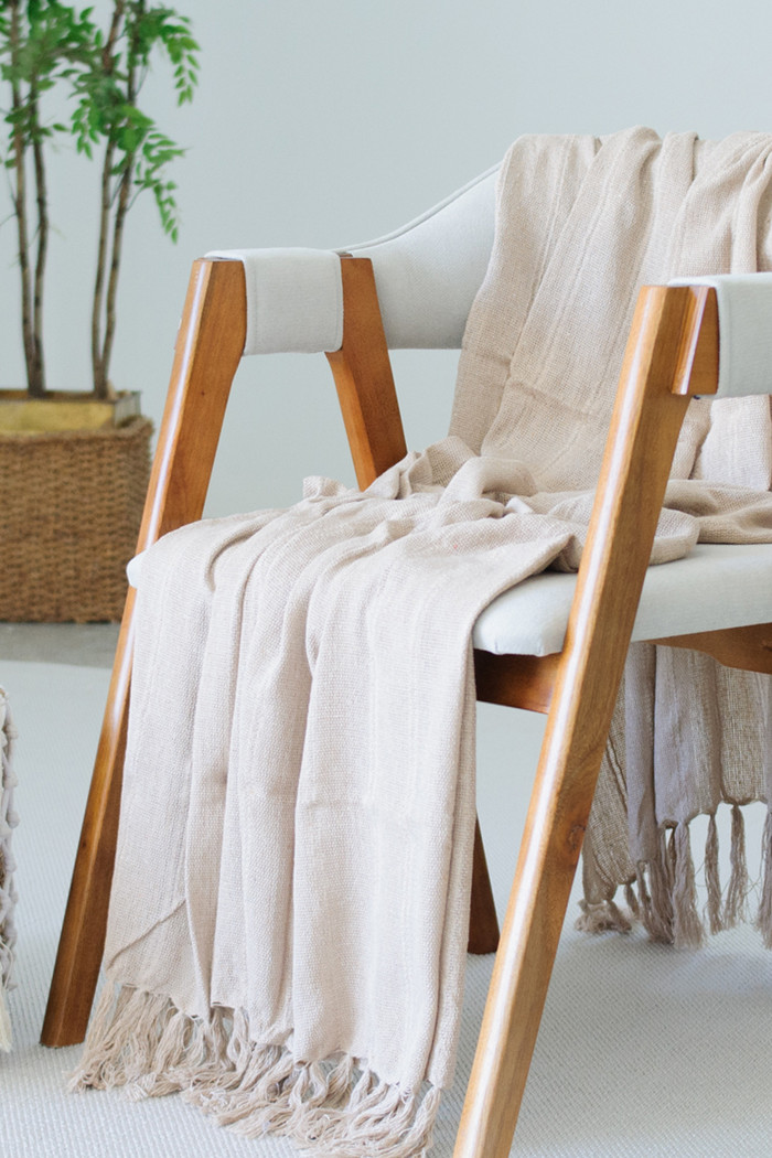 Manta De Sofá Artesanal Adele 150x200 Baunilha