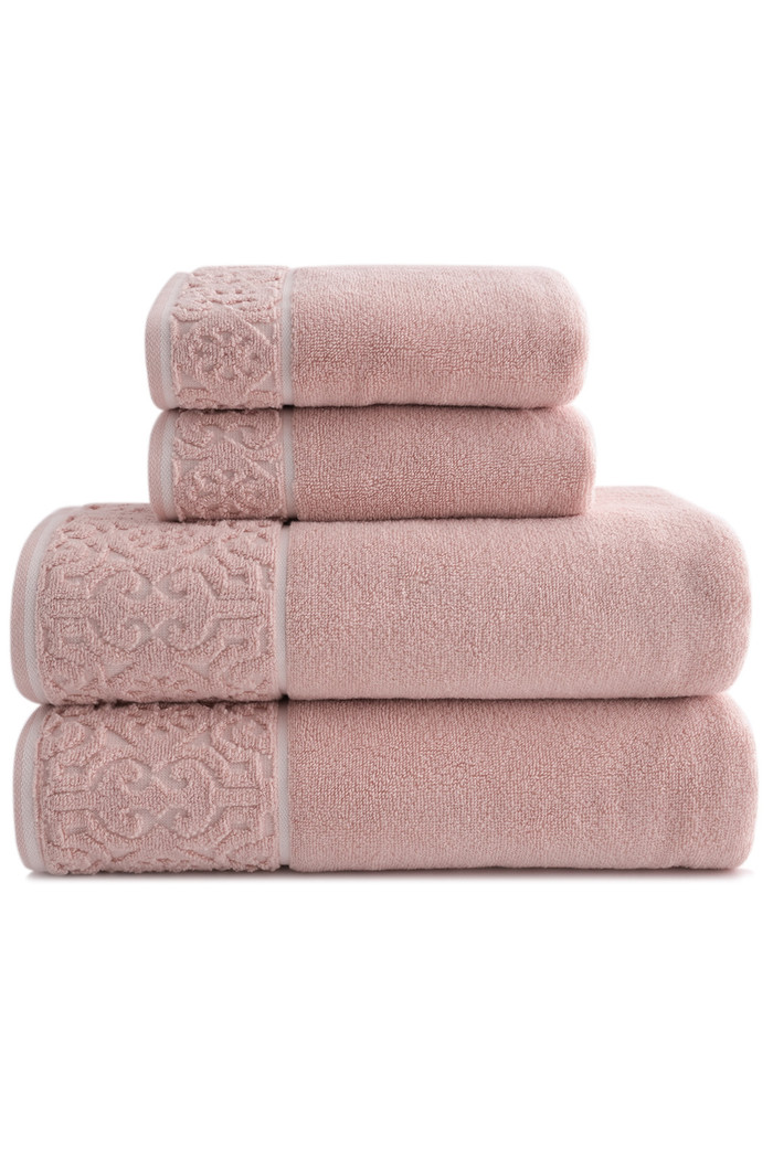 Jogo de Toalha Banho 500g 4 peças Super Soft Zero Twist Arabesco - Rosa