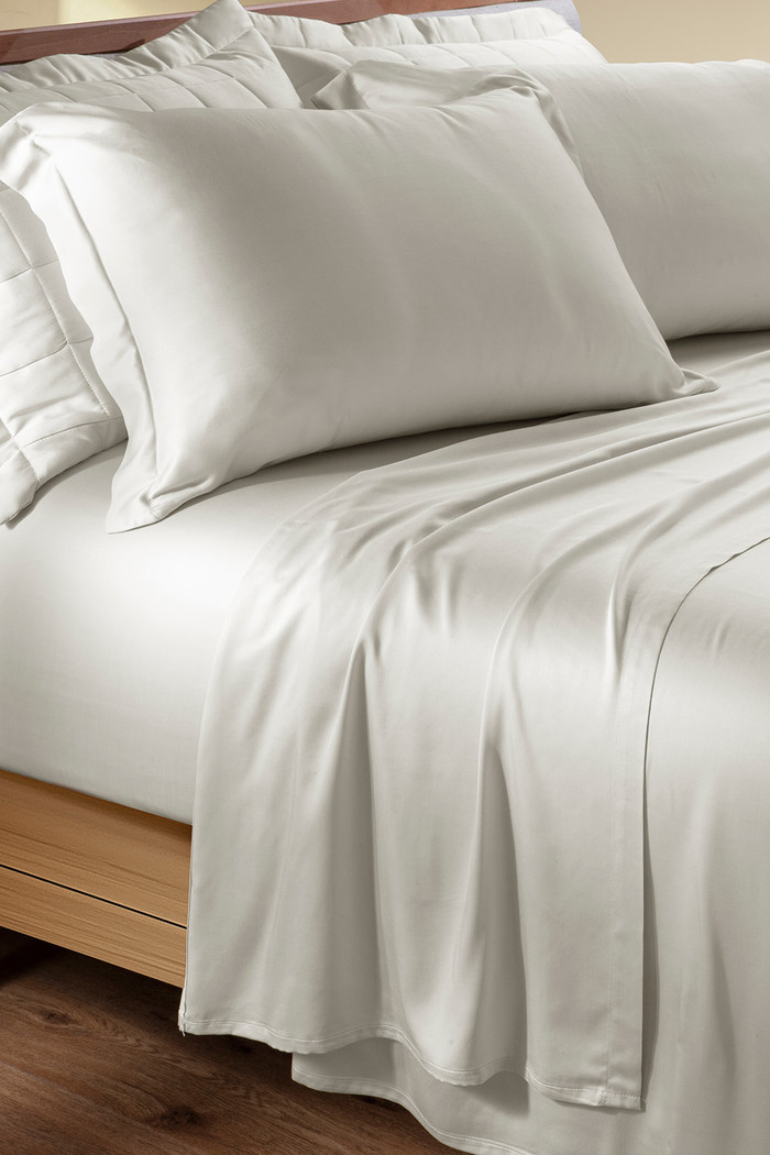 Jogo de Lençol Queen 4 Peças 300 Fios Bambu Marfim – Hipoalergênico, Termorregulador e Ultra Macio