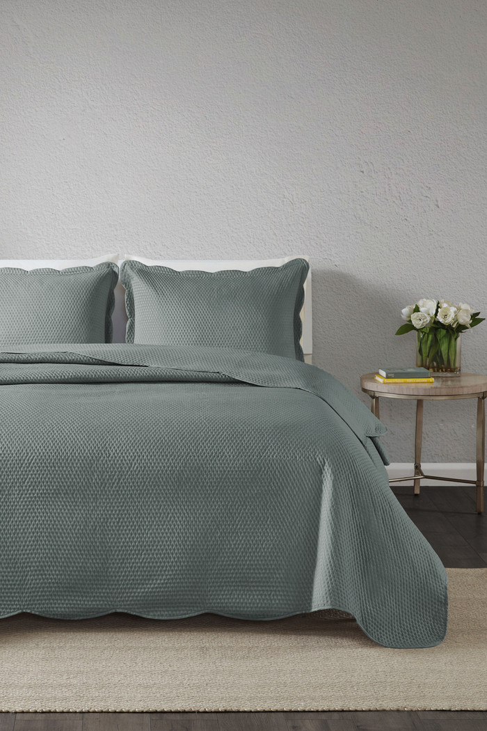 Kit Cobre leito Colcha Solteiro 2 Peças Bouti Microfibra Dots - Cinza