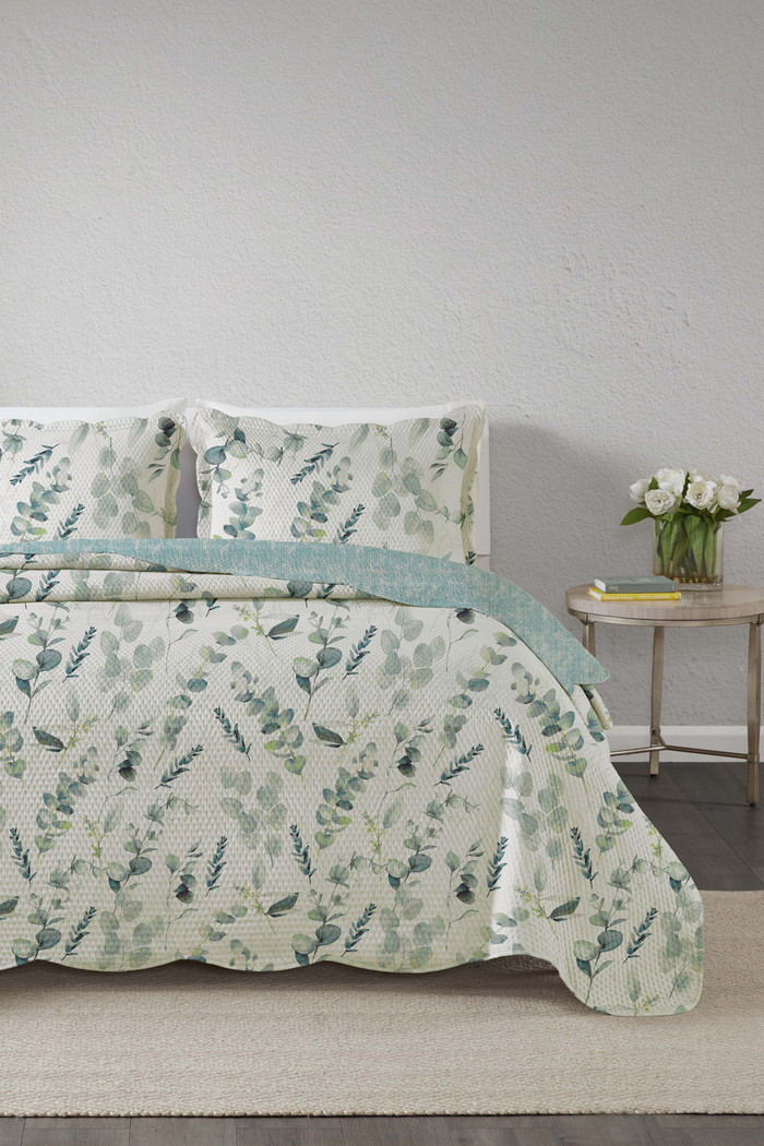 Kit Cobre Leito Colcha Solteiro 2 Peças Boutis Estampada Dupla Face - Daphne