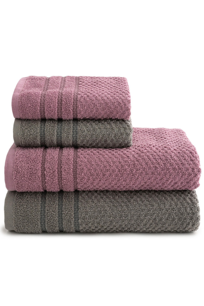 Jogo de Toalha Banhão 350g 4 peças Brisa - Cinza e Azaleia