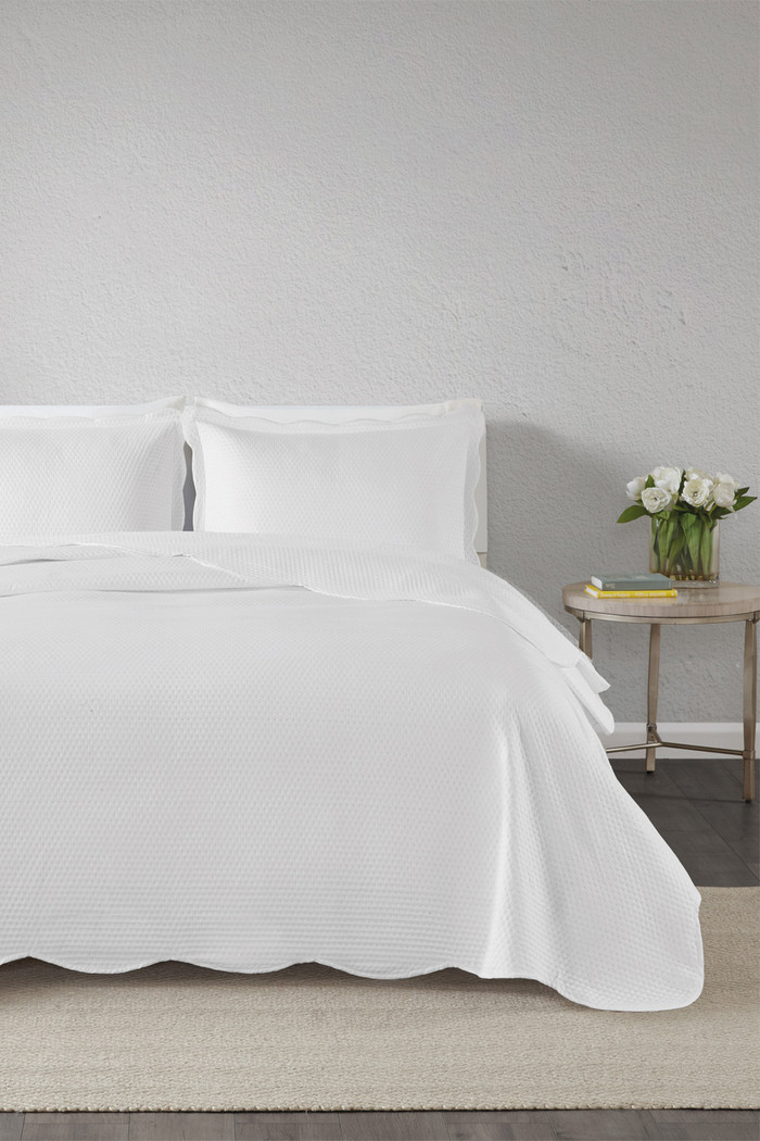 Kit Cobre leito Colcha Queen 3 Peças Bouti Microfibra Dots - Branco