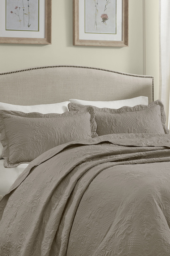 Kit 2 Porta Travesseiros Matelasse 150 Fios Microfibra 70x50cm com Aba Americana Splendor - Taupe