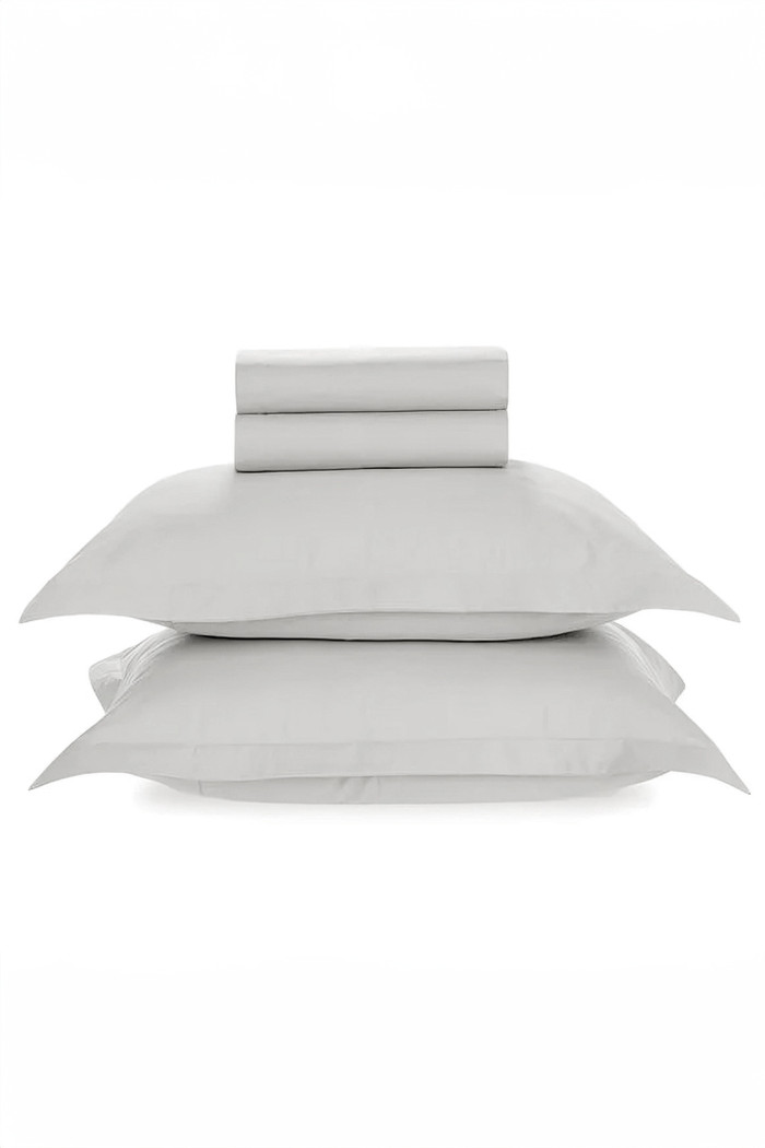 Jogo de Cama Casal 4 Peças 300 Fios Cetim 100% Algodão Cinza