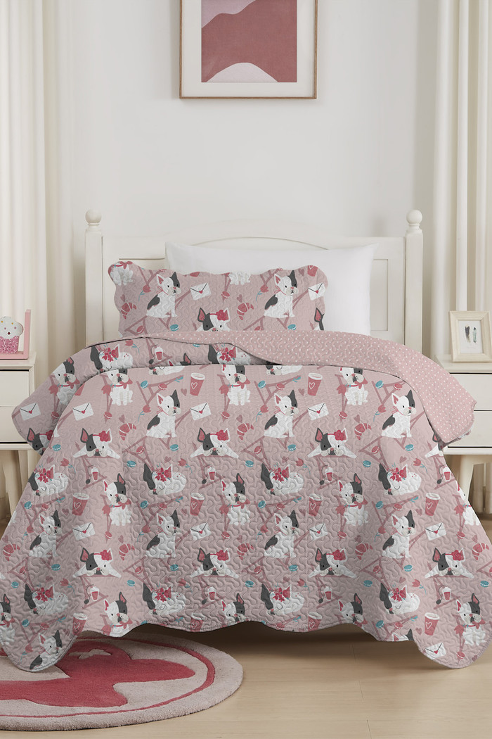 Kit Cobre Leito Colcha Infantil 2 Peças Solteiro Estampada - Bull Dog