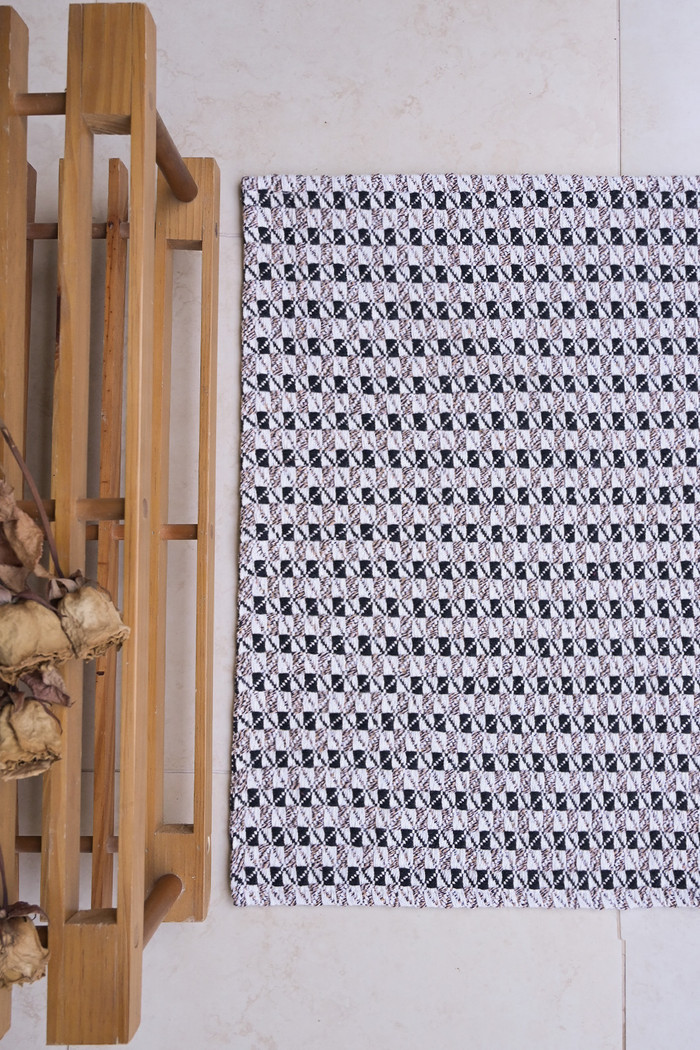 Tapete Avulso 45x65 Algodão Marrocos Mesclado Preto
