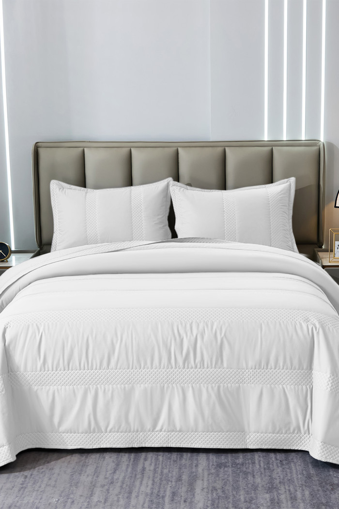 Kit Colcha Solteiro Essence 230 Fios Matelado Dupla Face 100% Algodão - Branco