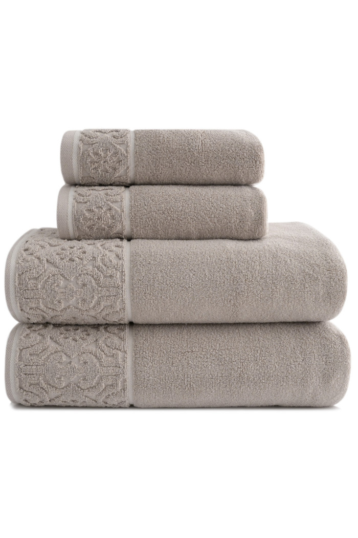 Jogo de Toalha Banhão 500g 4 peças Super Soft Zero Twist Arabesco - Bege