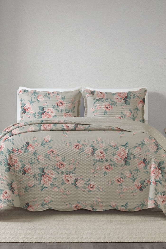 Kit Cobre Leito Colcha King 3 Peças Bouti Microfibra Estampada - Penelope