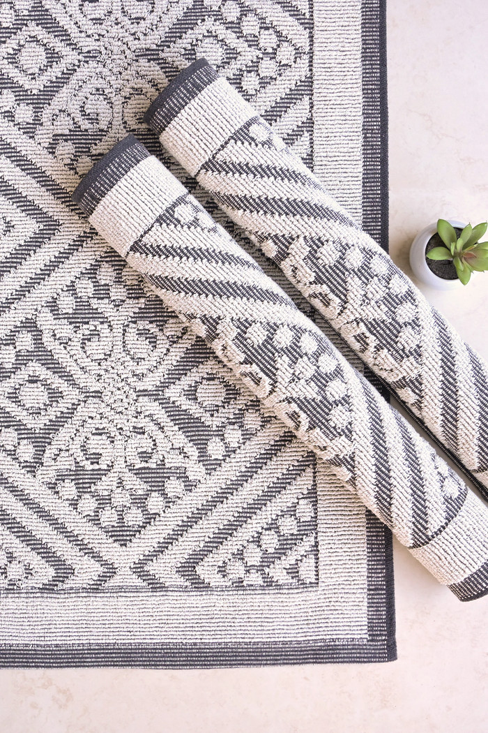 Jogo de Tapete Passadeira 3 Peças Giardino Chumbo