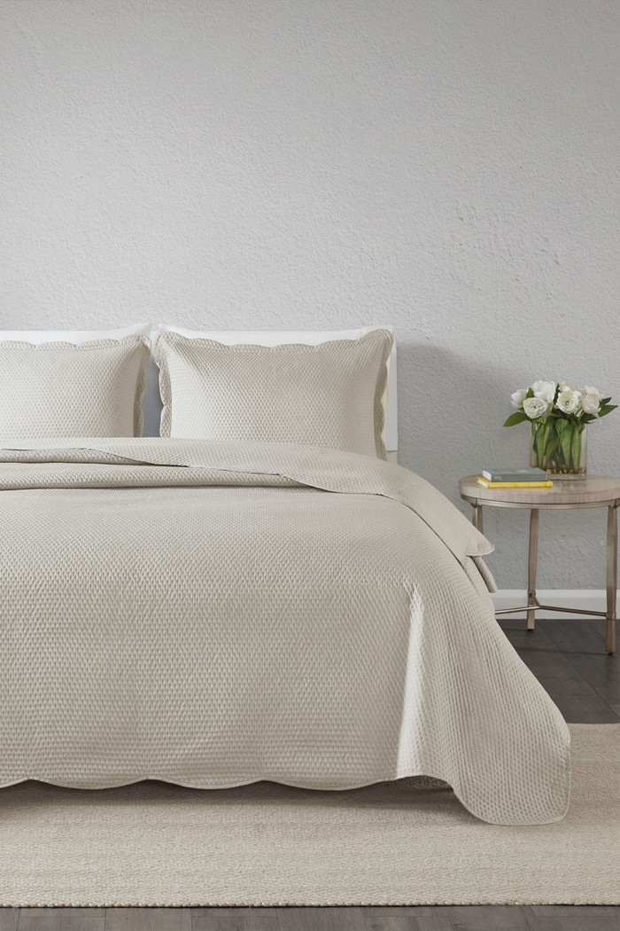 Kit Cobre leito Colcha King 3 Peças Bouti Microfibra Dots - Bege