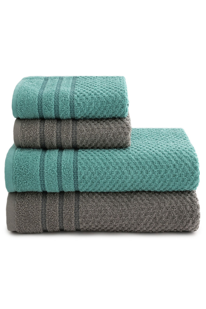 Jogo de Toalha Banhão 350g 4 peças Brisa - Cinza e Verde