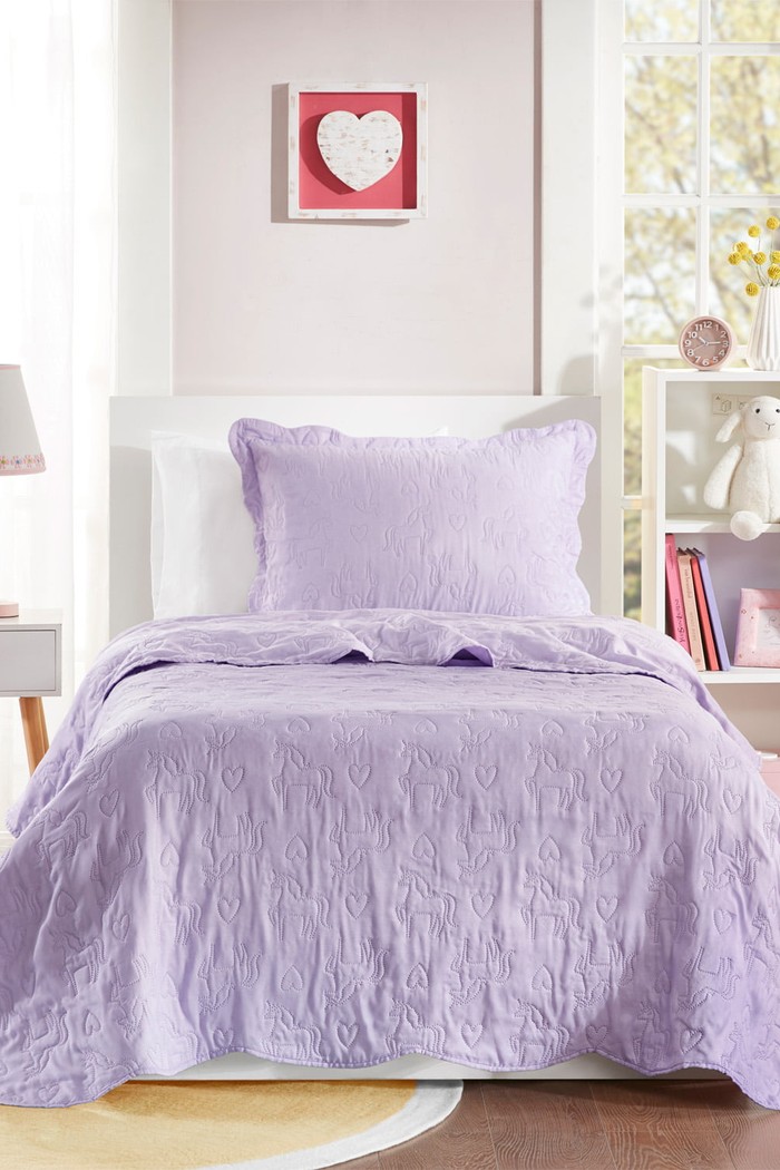 Kit Cobre Leito Colcha Infantil 2 Peças Solteiro Liso - Lilas