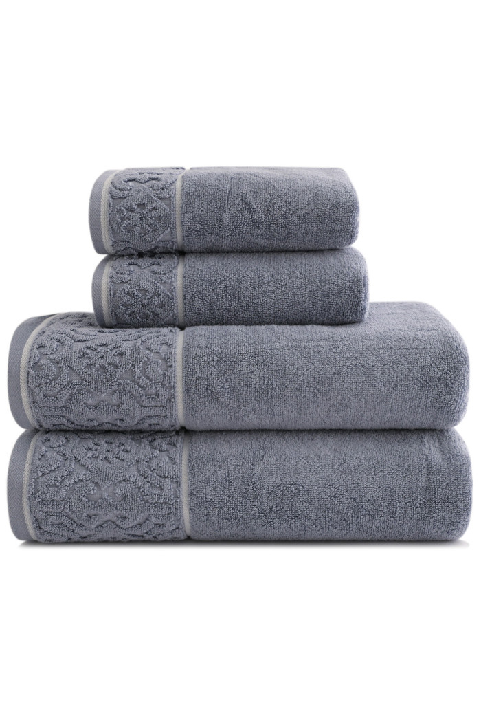 Jogo de Toalha Banho 500g 4 peças Super Soft Zero Twist Arabesco - Azul