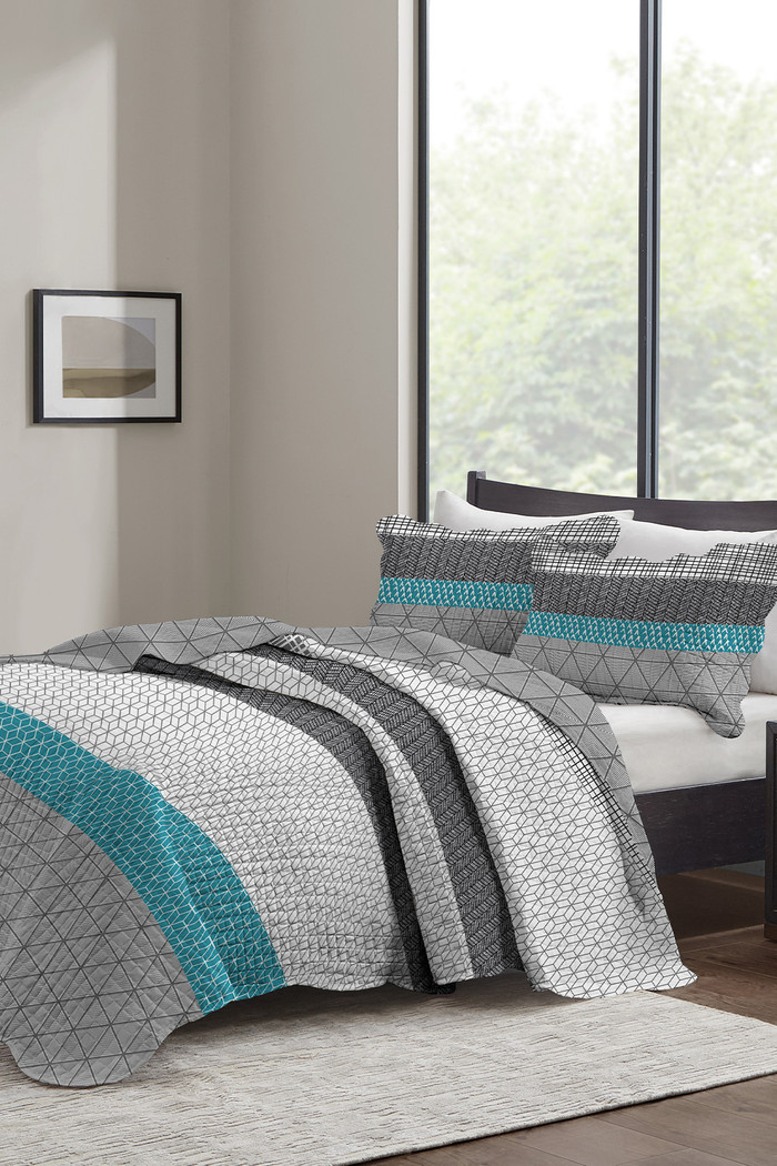 Kit Cobre Leito Colcha Queen 3 Peças Boutis Estampada Dupla Face -  Bristol