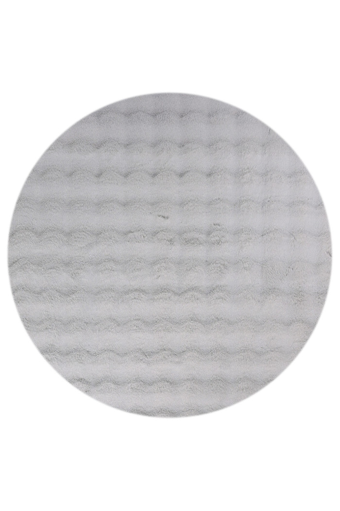 Tapete Pele de Coelho Livy Prata Redondo 2,0m