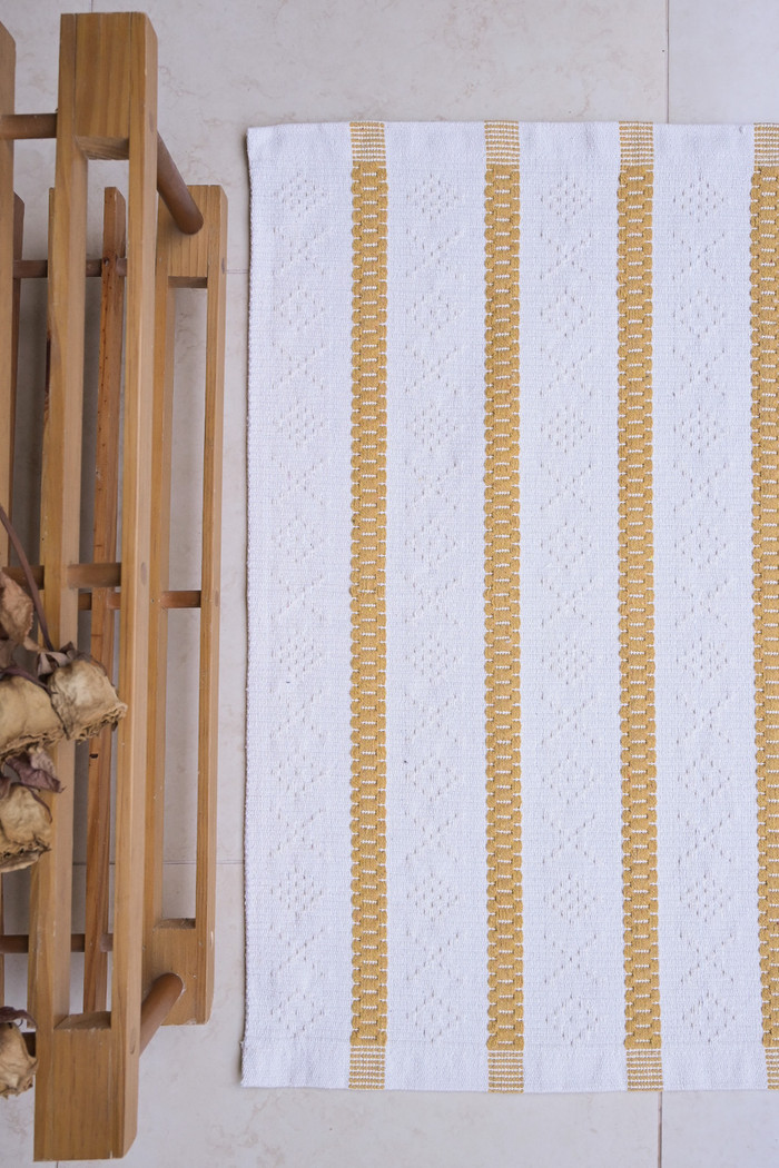 Tapete para Cozinha 50x70 Avulso Veneza Cru e Mostarda