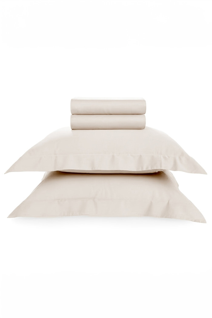 Jogo de Cama Casal 4 Peças 300 Fios Cetim 100% Algodão Marfim
