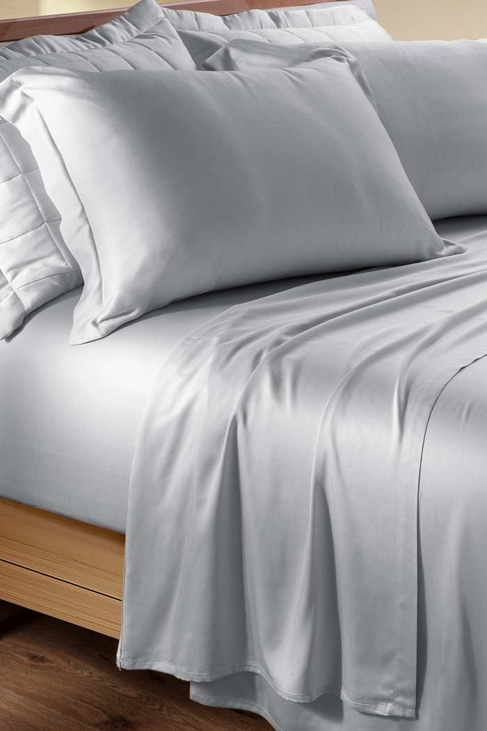 Jogo de Lençol Queen 4 Peças 300 Fios Bambu Cinza – Hipoalergênico, Termorregulador e Ultra Macio