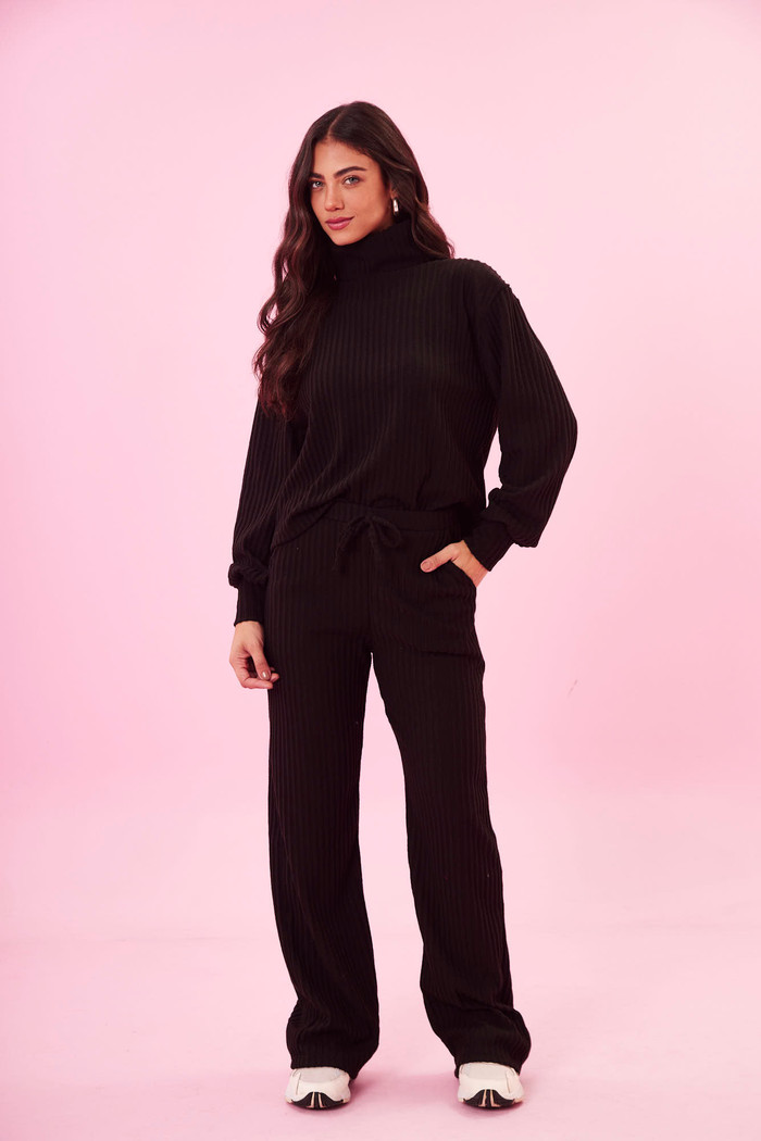 CONJUNTO TRICOT COMFY PRETO