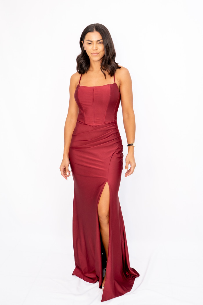 Vestido Longo Corset Marsala