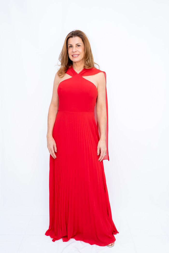 Vestido Longo Saia Plinssada Vermelho